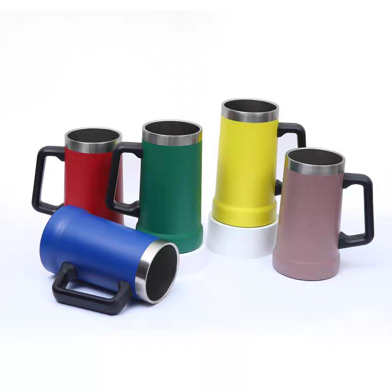 Beer Mug Handled - Matte Coated Stainless Steel Beer Tankard