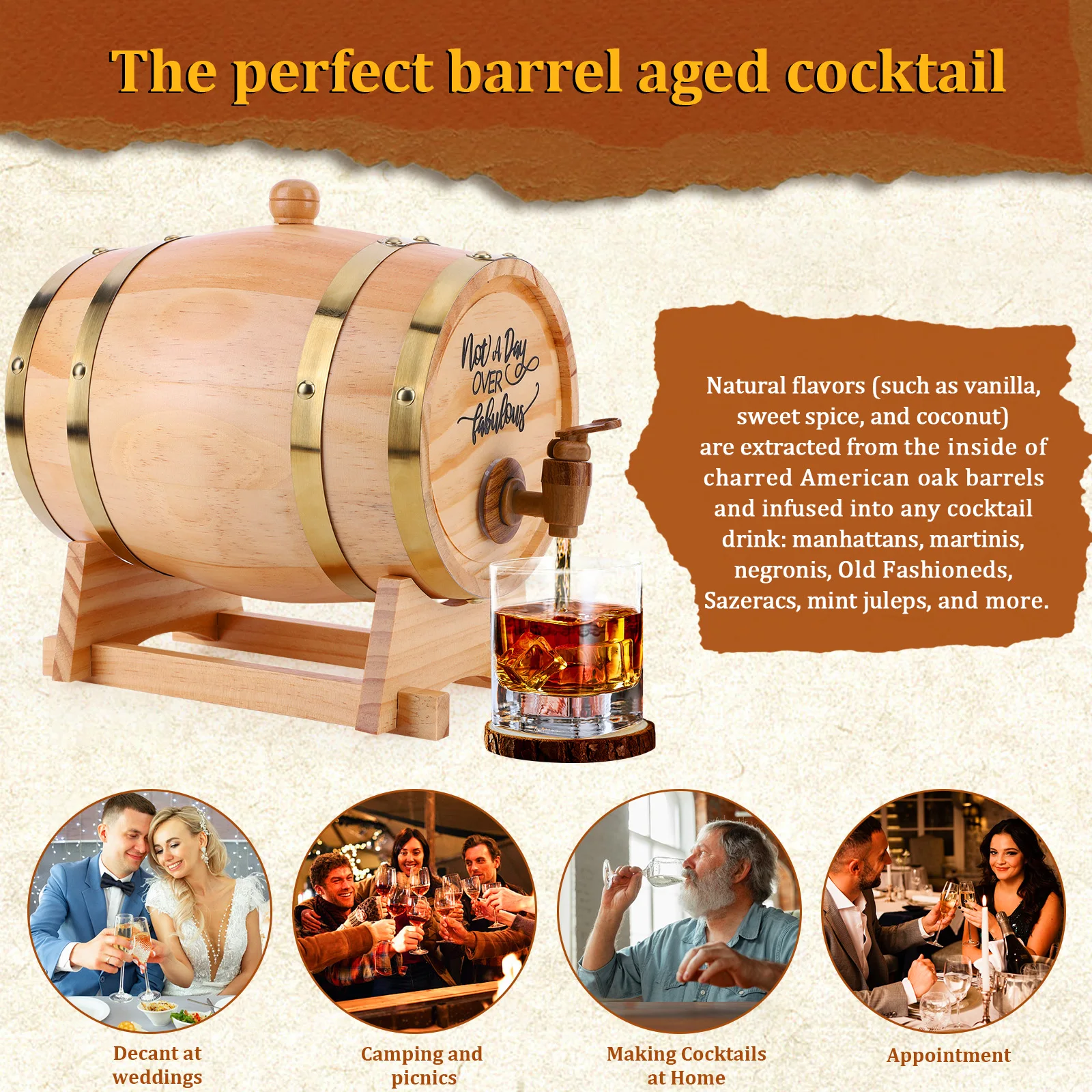 3L Wooden Whiskey Barrel with  - Wine Beer Cocktail recension och pris