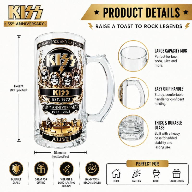55th Anniversary KISS Rock Ban - Beer Mug Handled recension och pris