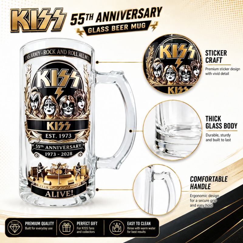 55th Anniversary KISS Rock Ban - Beer Mug Handled recension och pris