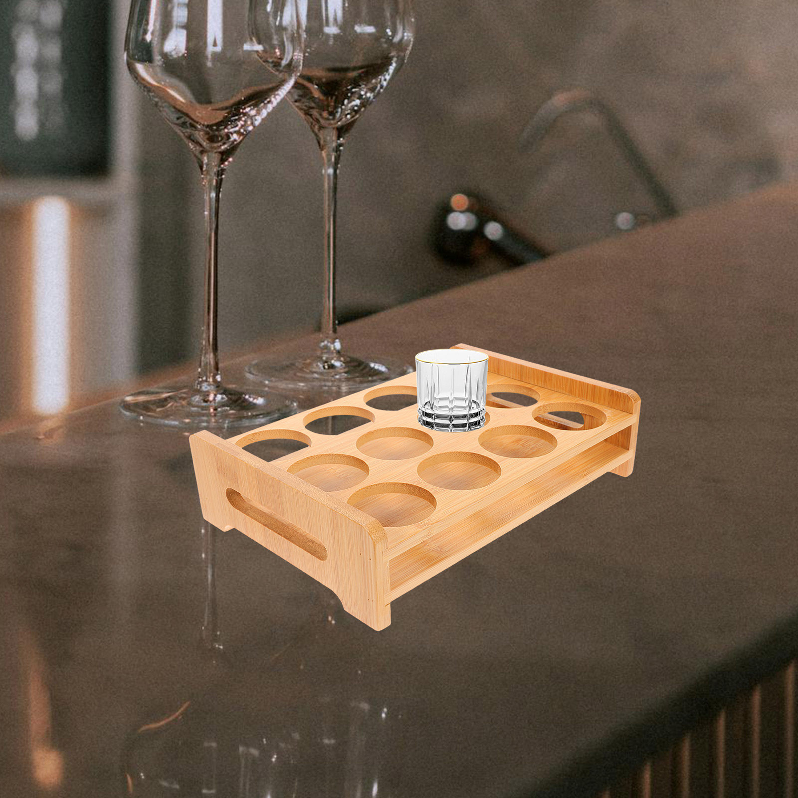 Bamboo Shot Glasses Holder Dis - Wine In Beer Glass recension och pris