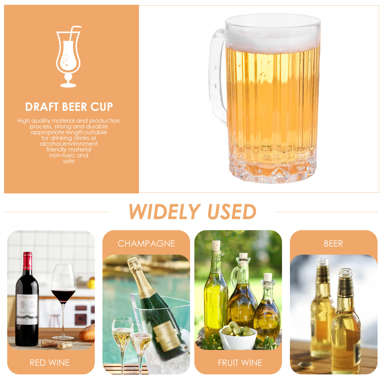 2Pcs 500Ml High-Quality Plasti - Beer Mug Handled recension och pris